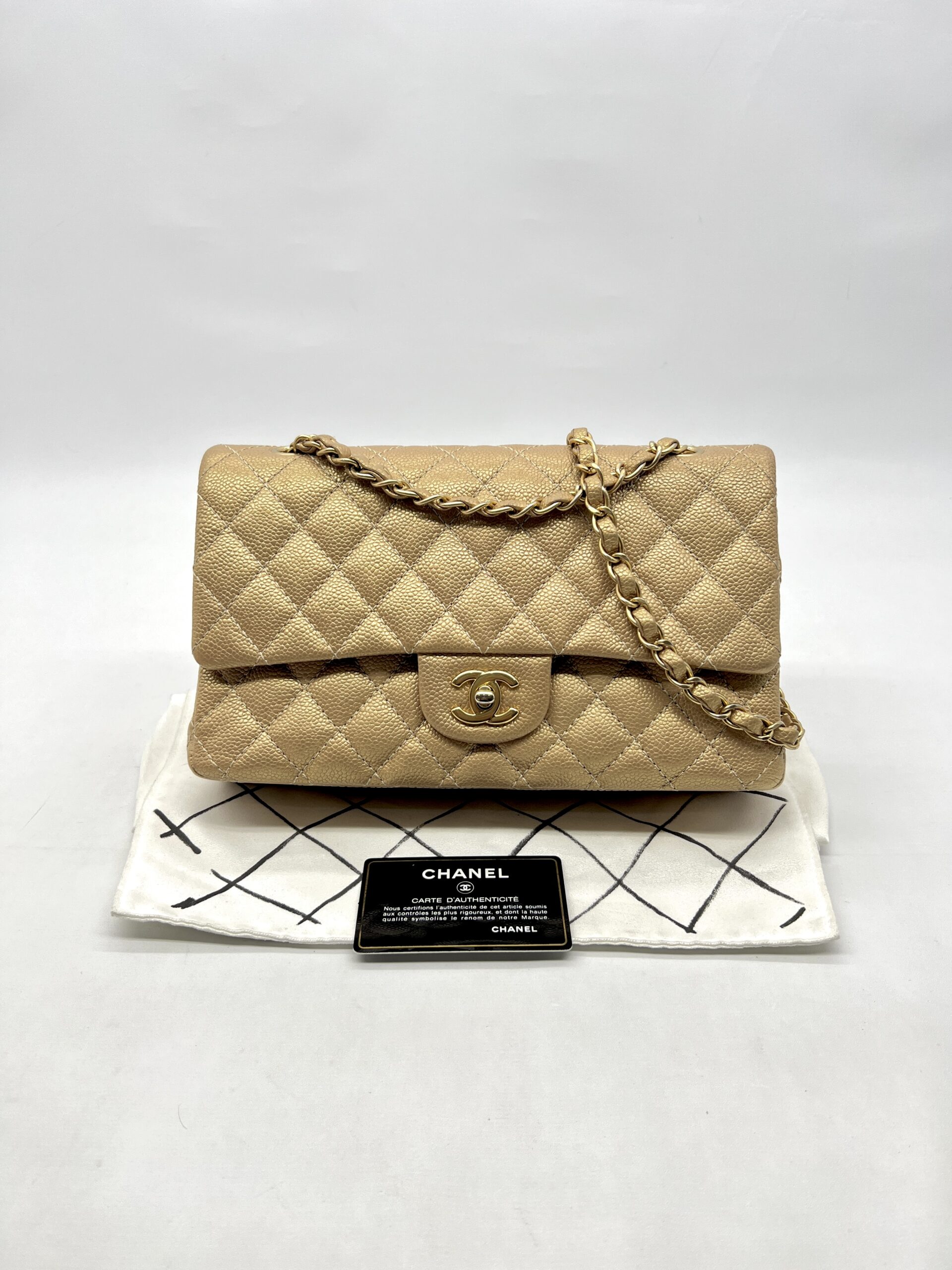 Chanel Classic Medium D Flap Caviar Gold GHW