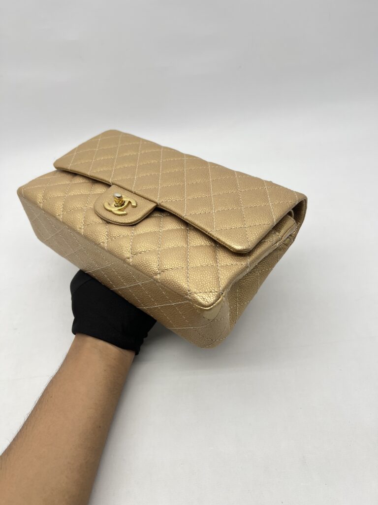 Chanel Classic Medium D Flap Caviar Gold GHW