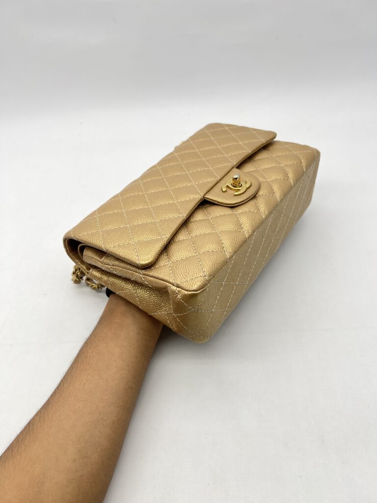 Chanel Classic Medium D Flap Caviar Gold GHW