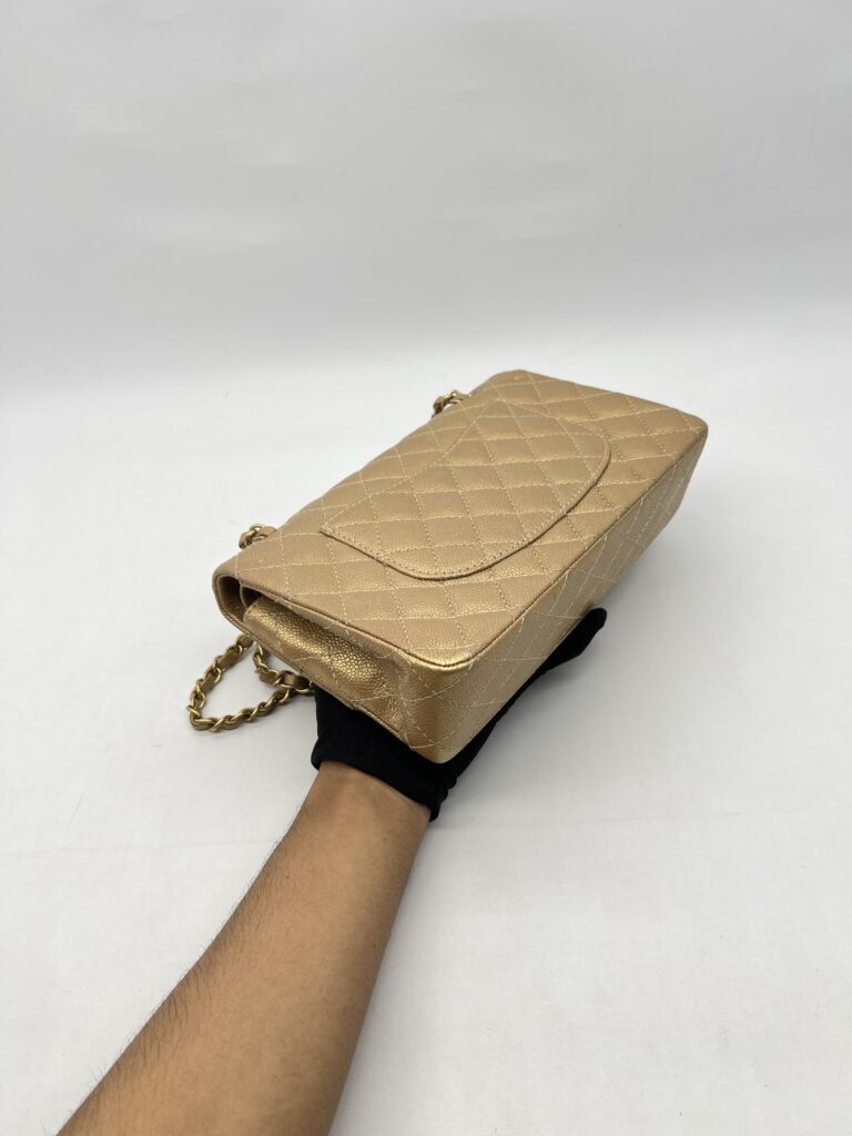 Chanel Classic Medium D Flap Caviar Gold GHW