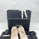 Chanel Sneakers Knit Suede Calfskin Light Pink
