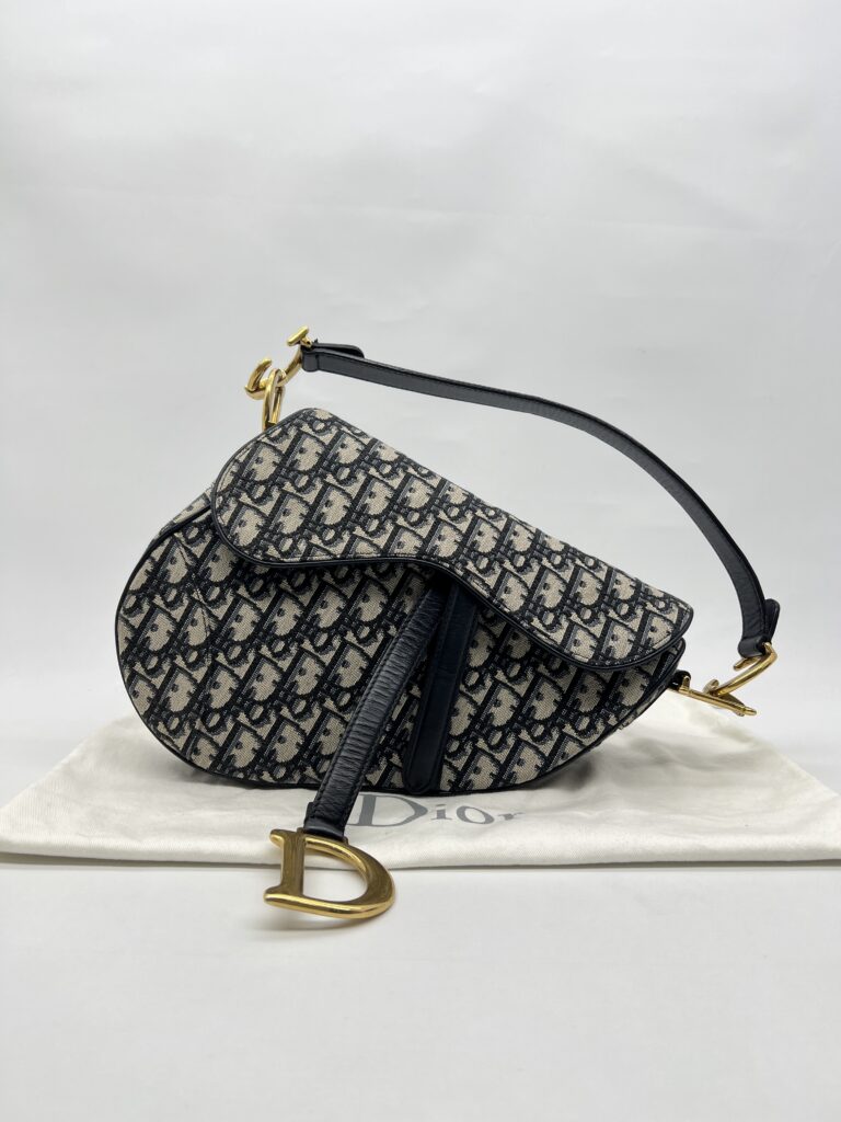 Dior Saddle Medium Canvas Blue Oblique GHW