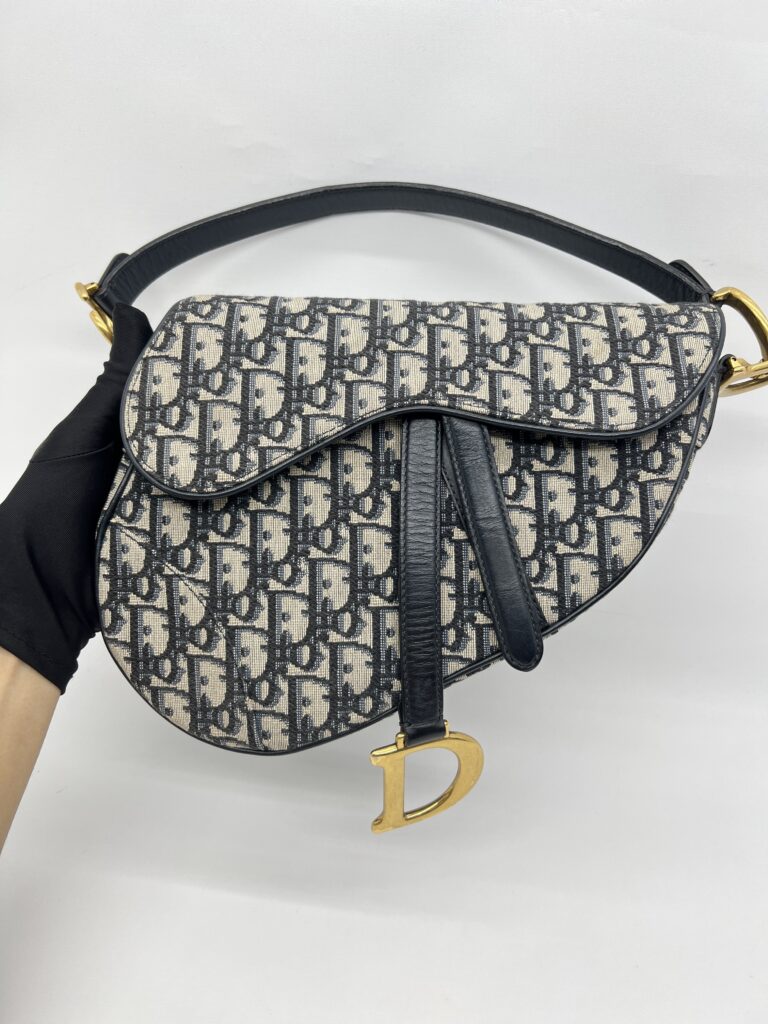 Dior Saddle Medium Canvas Blue Oblique GHW
