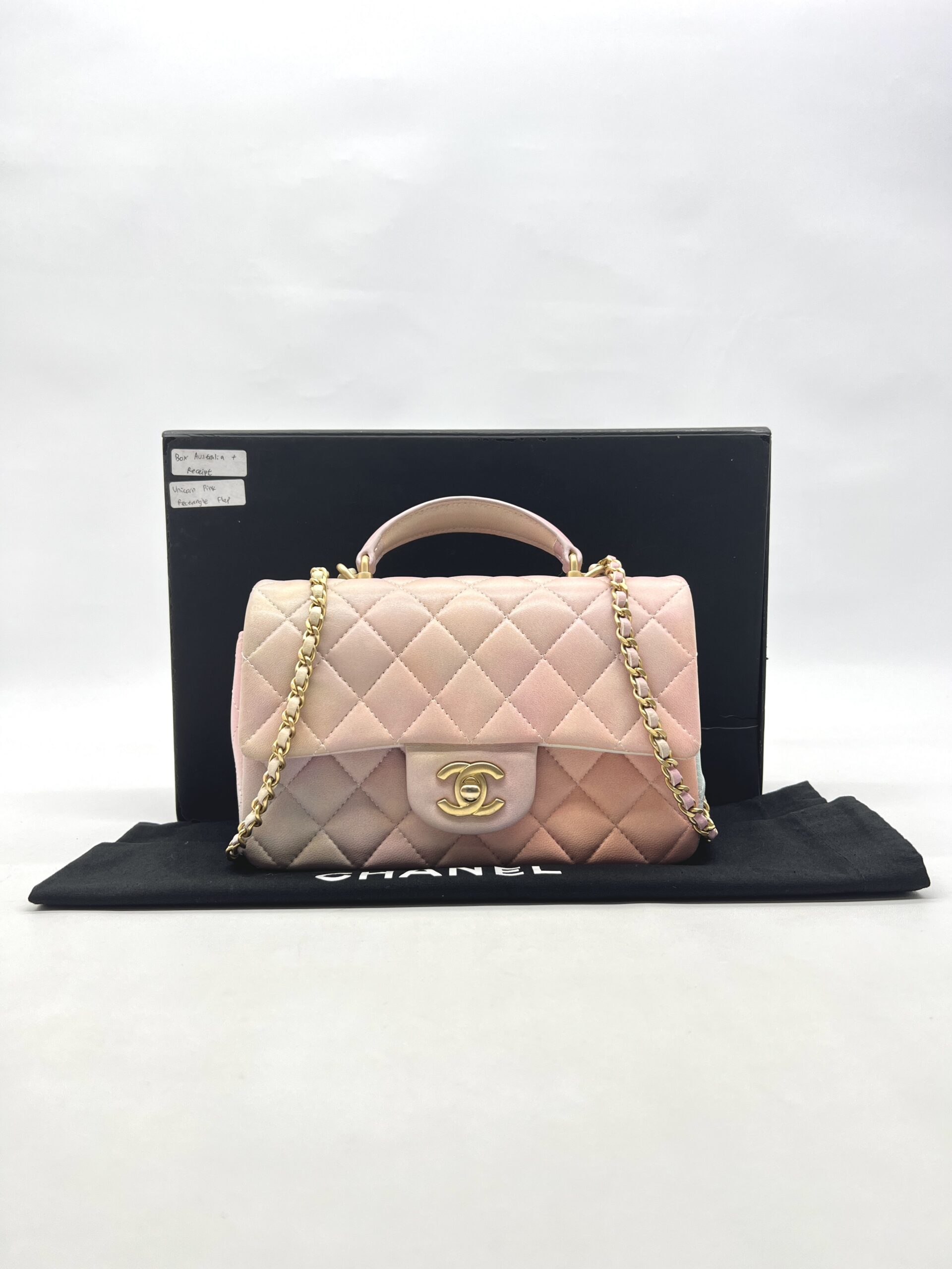 Chanel Mini Rectangle Top Handle Pink Unicorn GHW