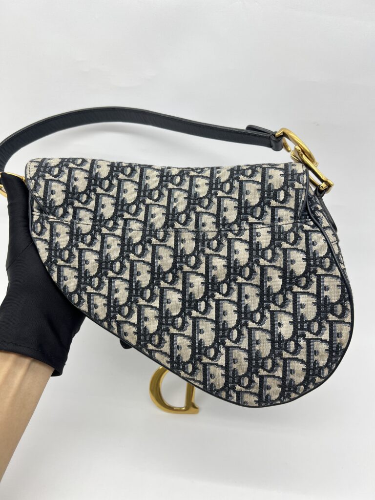 Dior Saddle Medium Canvas Blue Oblique GHW
