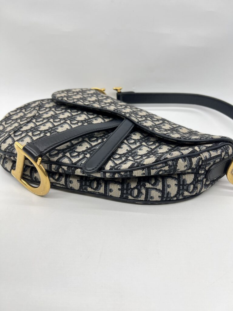 Dior Saddle Medium Canvas Blue Oblique GHW