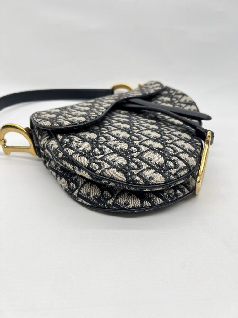 Dior Saddle Medium Canvas Blue Oblique GHW