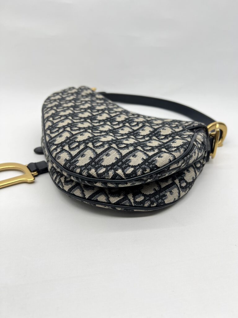 Dior Saddle Medium Canvas Blue Oblique GHW