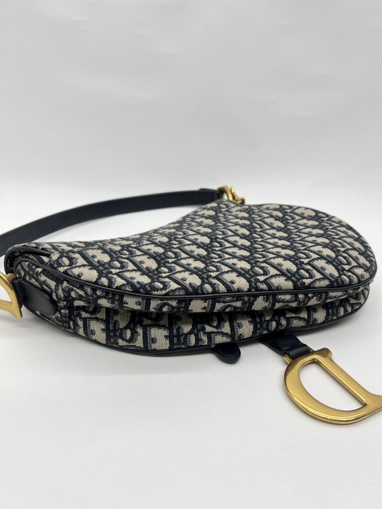 Dior Saddle Medium Canvas Blue Oblique GHW