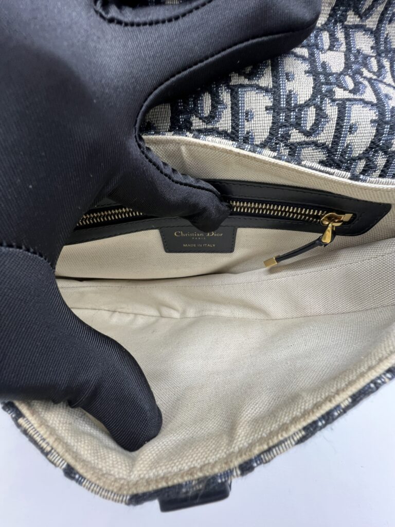 Dior Saddle Medium Canvas Blue Oblique GHW