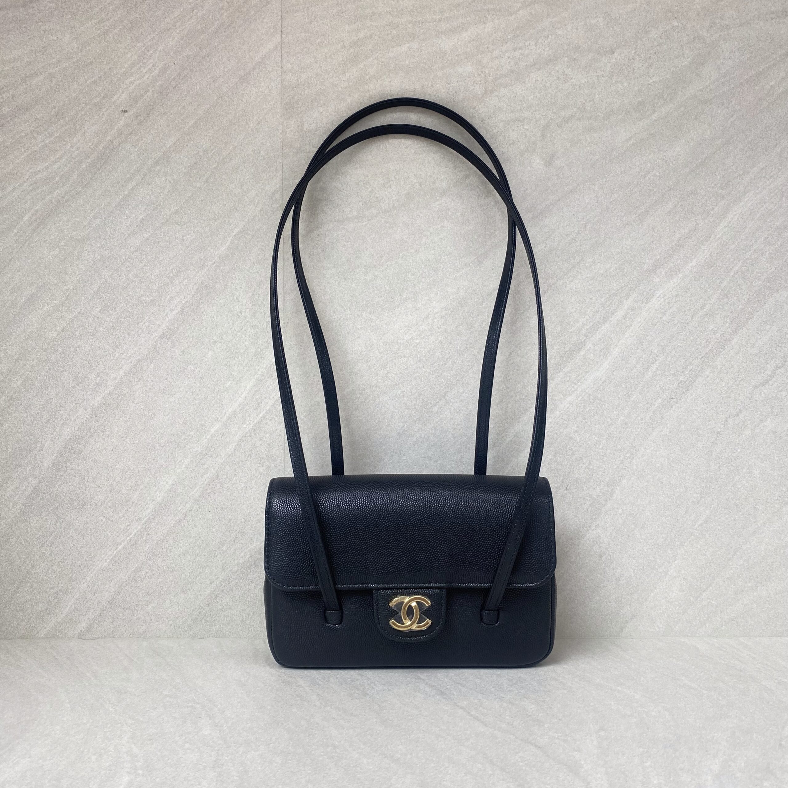Chanel C26 Preppy Long Handle Caviar Black GHW