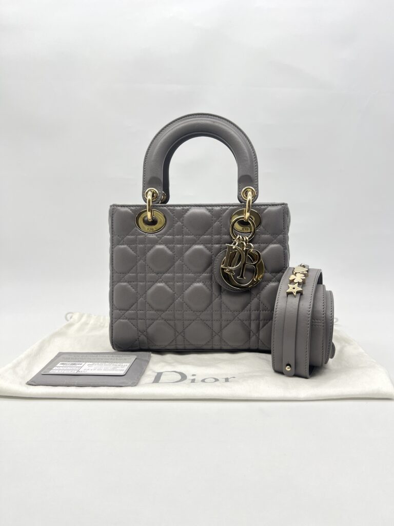 Dior Lady Dior Small Lambskin Grey GHW
