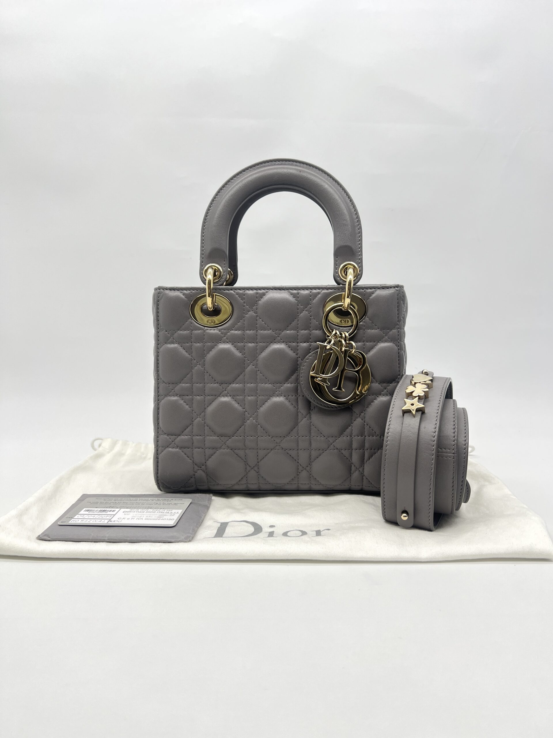 Dior Lady Dior Small Lambskin Grey GHW