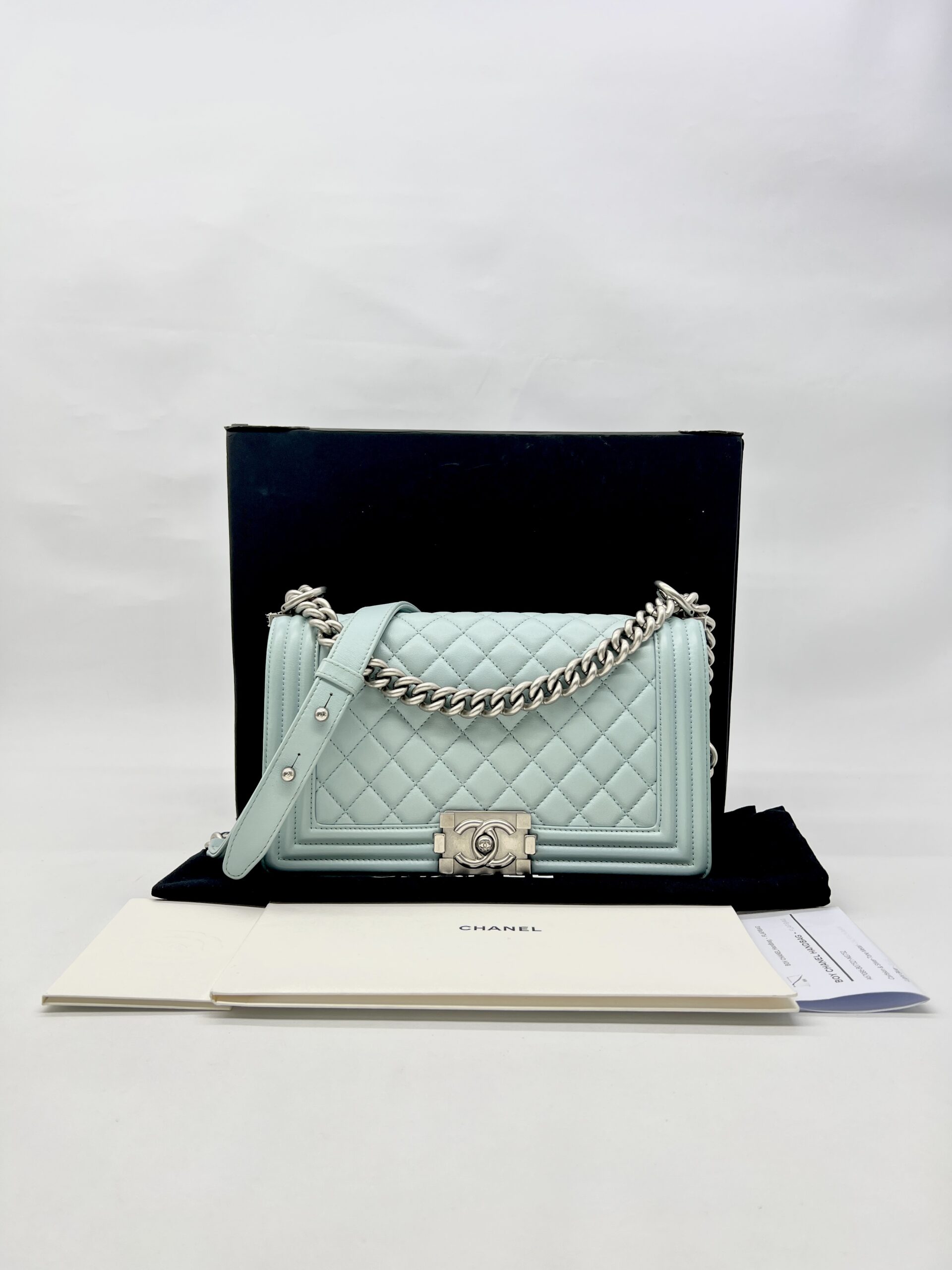 Chanel Boy 25 Lambskin Light Blue SHW