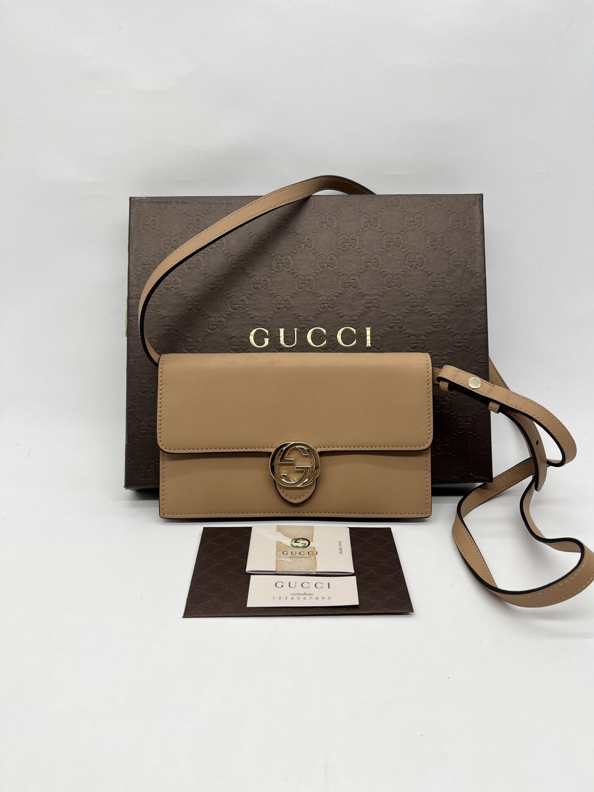 Gucci GG Interlocking Wallet On Strap