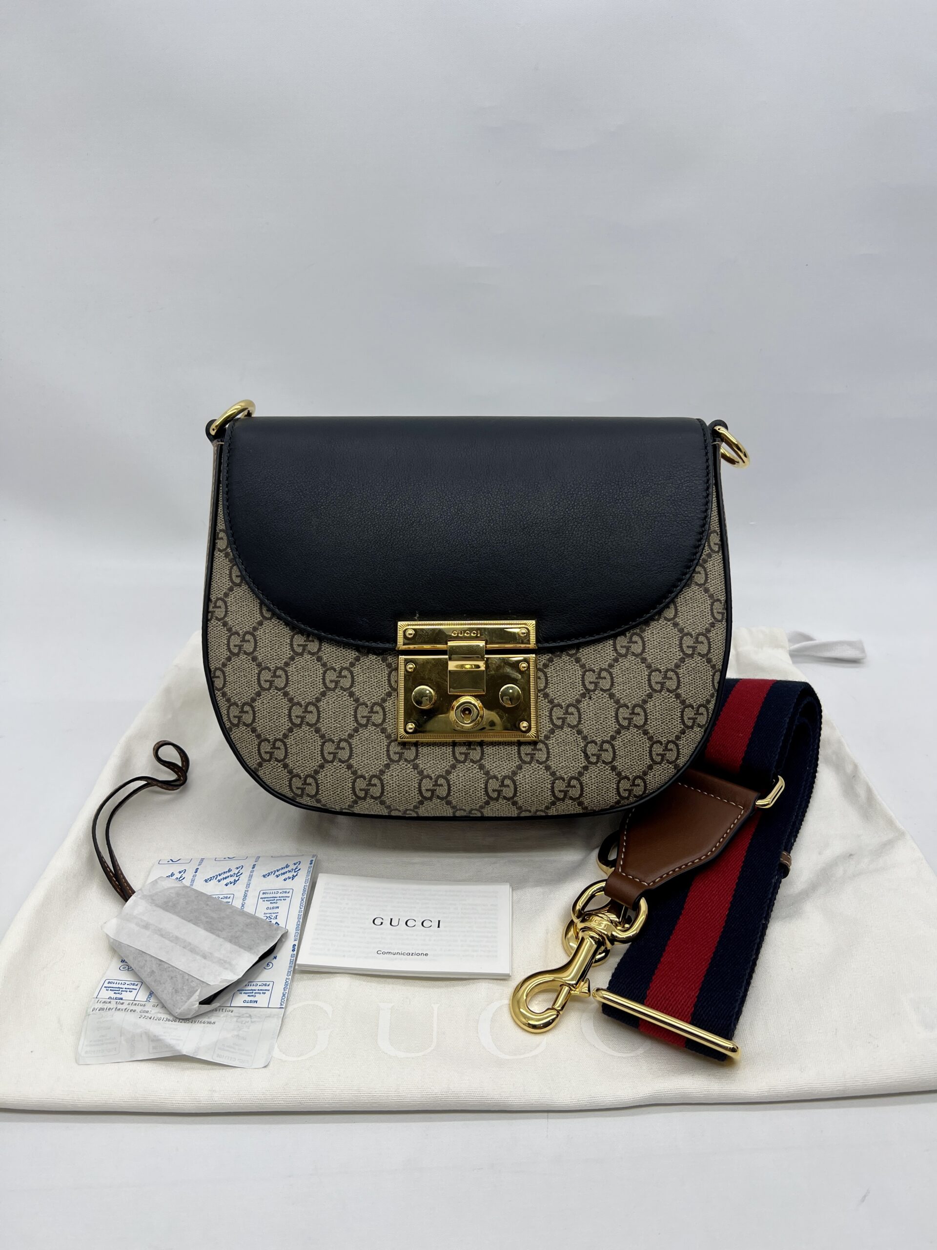 Gucci Web Padlock GG Supreme Brown Black GHW