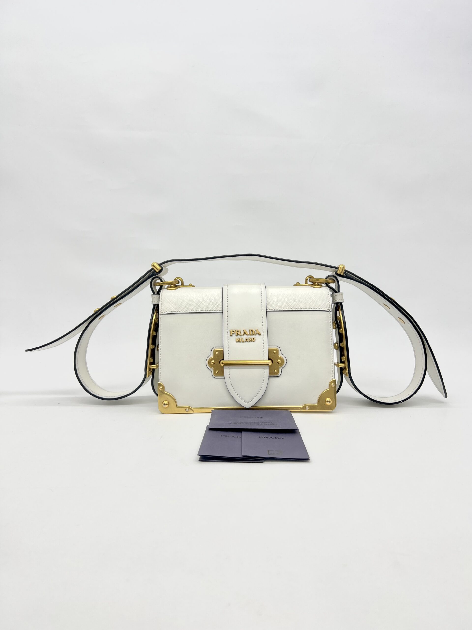 Prada Cahier City Calf Saffiano Bianco