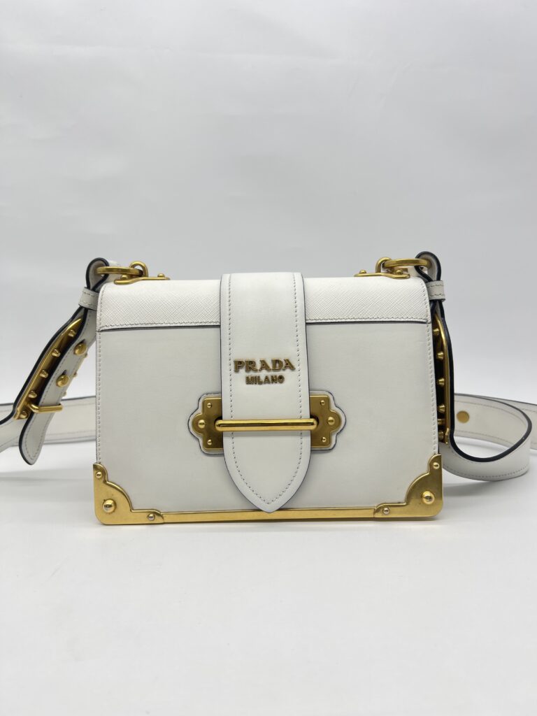Prada Cahier City Calf Saffiano Bianco