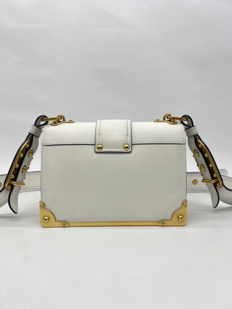 Prada Cahier City Calf Saffiano Bianco