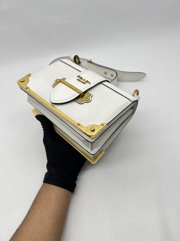 Prada Cahier City Calf Saffiano Bianco