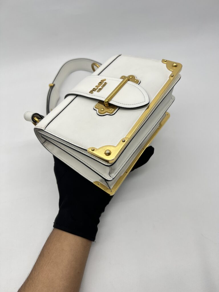Prada Cahier City Calf Saffiano Bianco