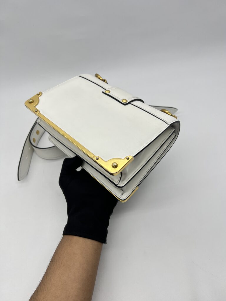 Prada Cahier City Calf Saffiano Bianco