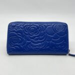 Chanel Long Zippy Camelia Lambskin Blue SHW