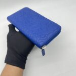 Chanel Long Zippy Camelia Lambskin Blue SHW
