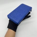 Chanel Long Zippy Camelia Lambskin Blue SHW