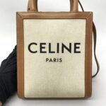 Celine Mini Cabas Canvas White And Tan