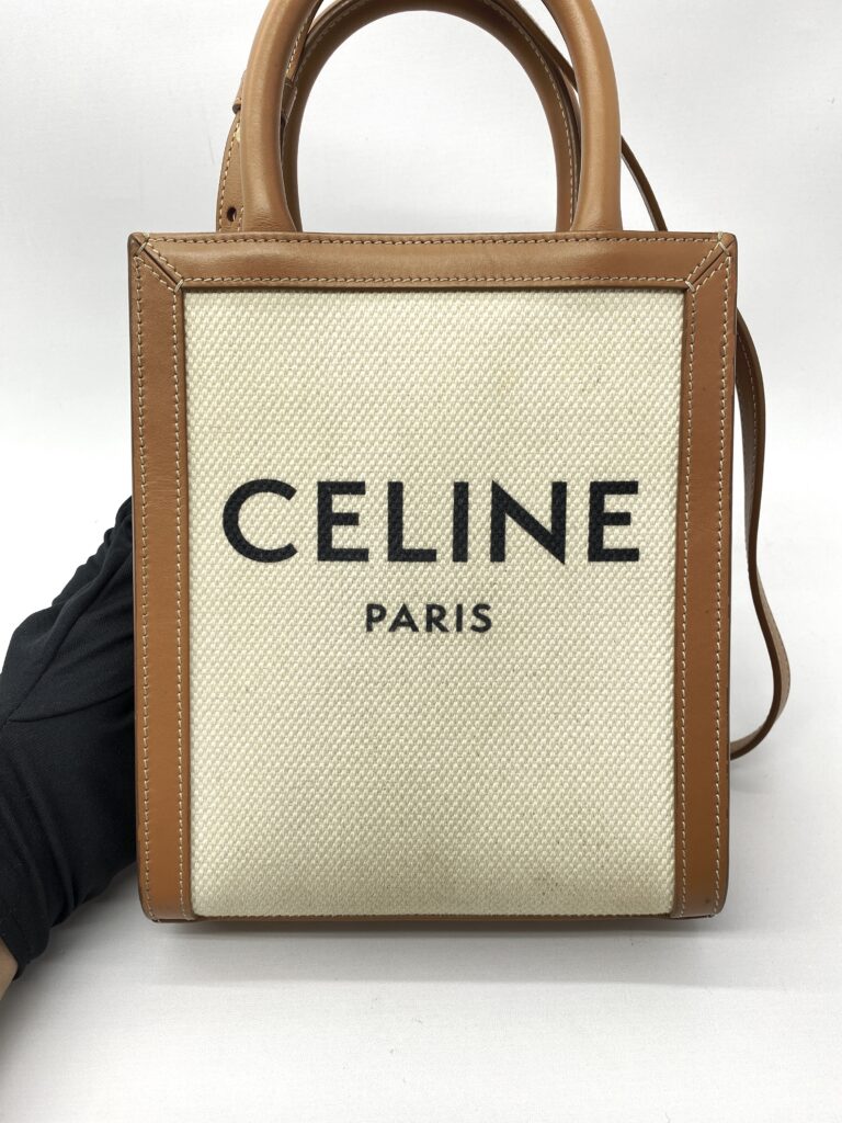 Celine Mini Cabas Canvas White And Tan