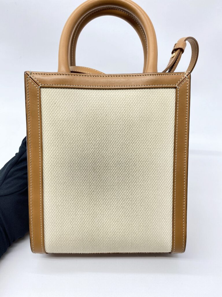 Celine Mini Cabas Canvas White And Tan