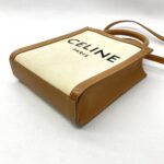 Celine Mini Cabas Canvas White And Tan