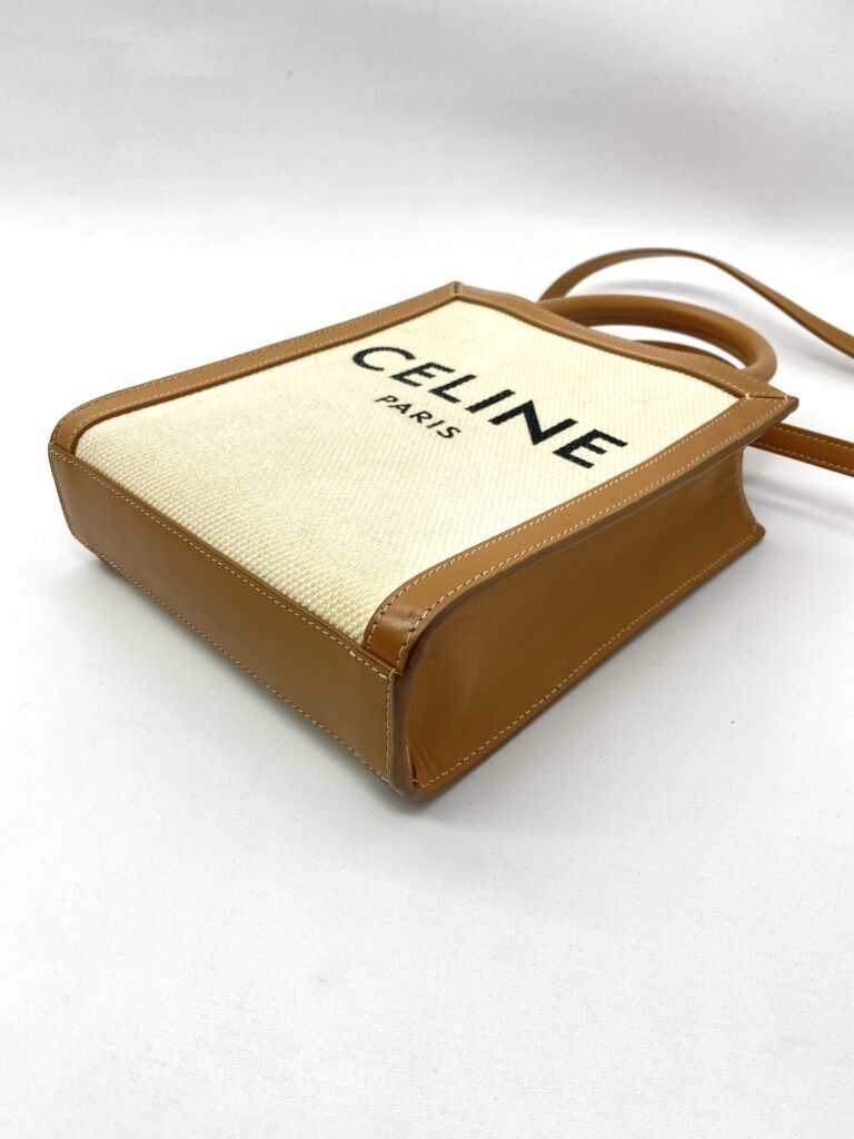 Celine Mini Cabas Canvas White And Tan