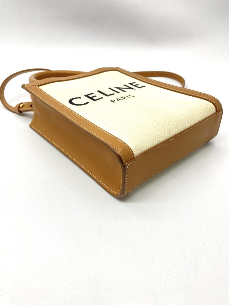 Celine Mini Cabas Canvas White And Tan