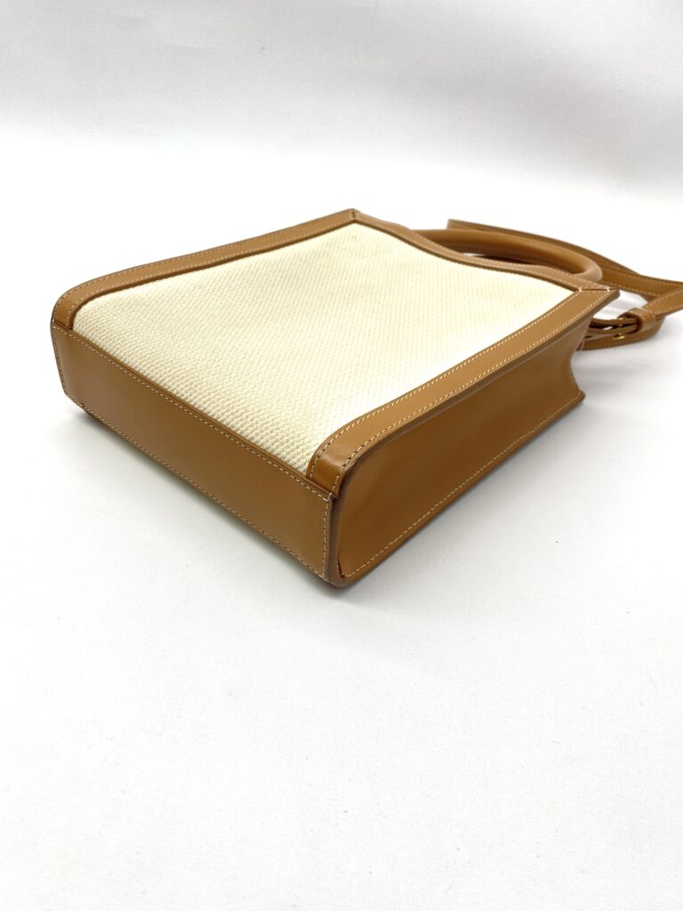 Celine Mini Cabas Canvas White And Tan