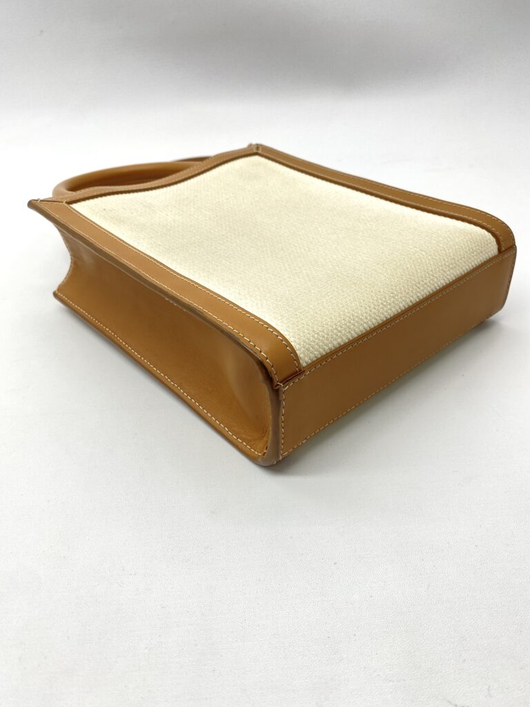 Celine Mini Cabas Canvas White And Tan