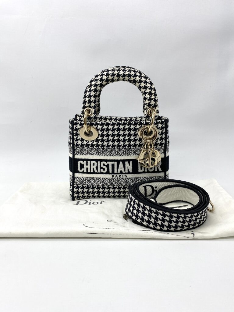 Dior Lady D-Lite Mini Canvas Black White GHW