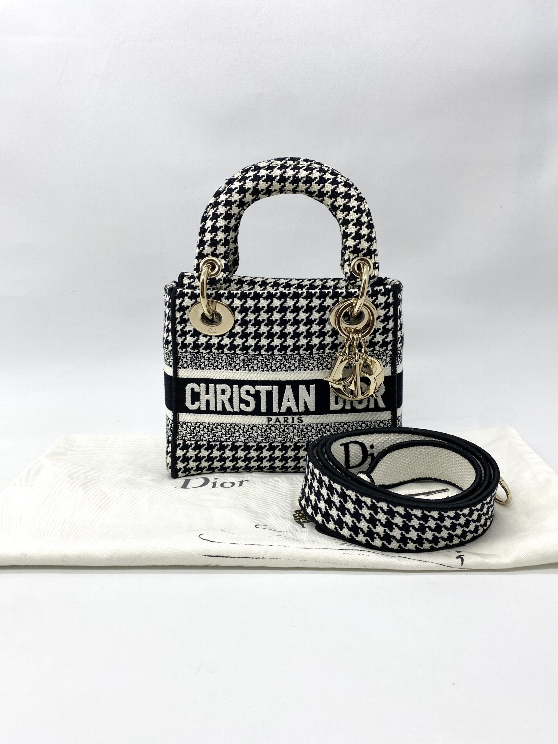 Dior Lady D-Lite Mini Canvas Black White GHW