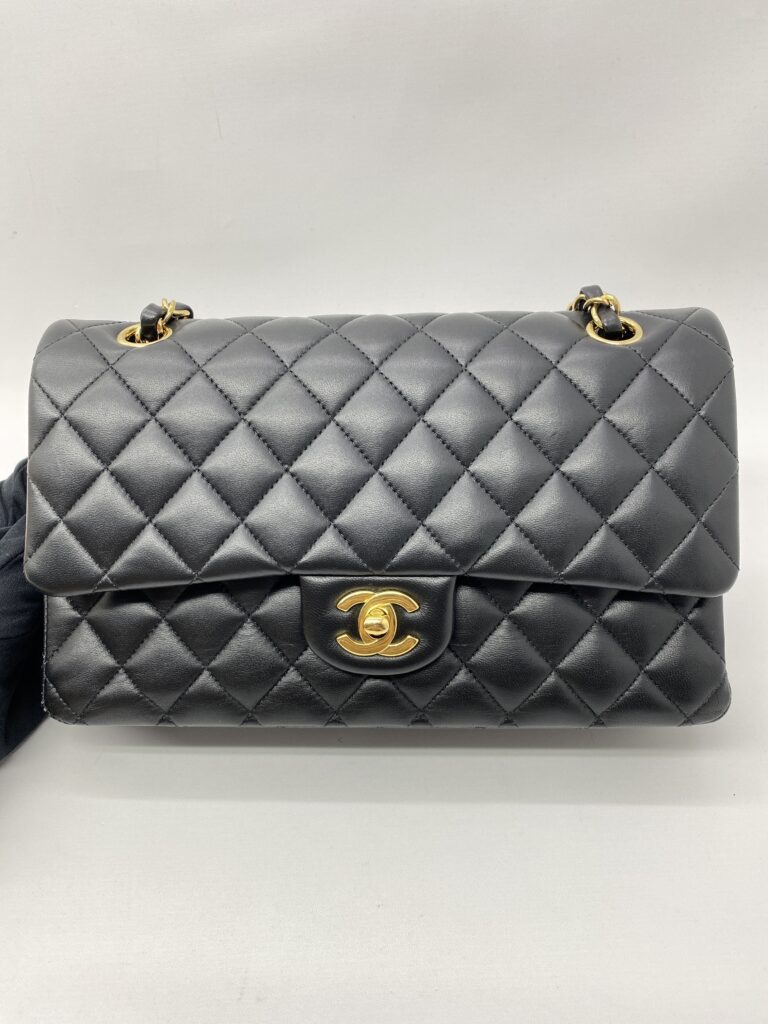 Chanel Medium Classic D Flap Lambskin Black GHW