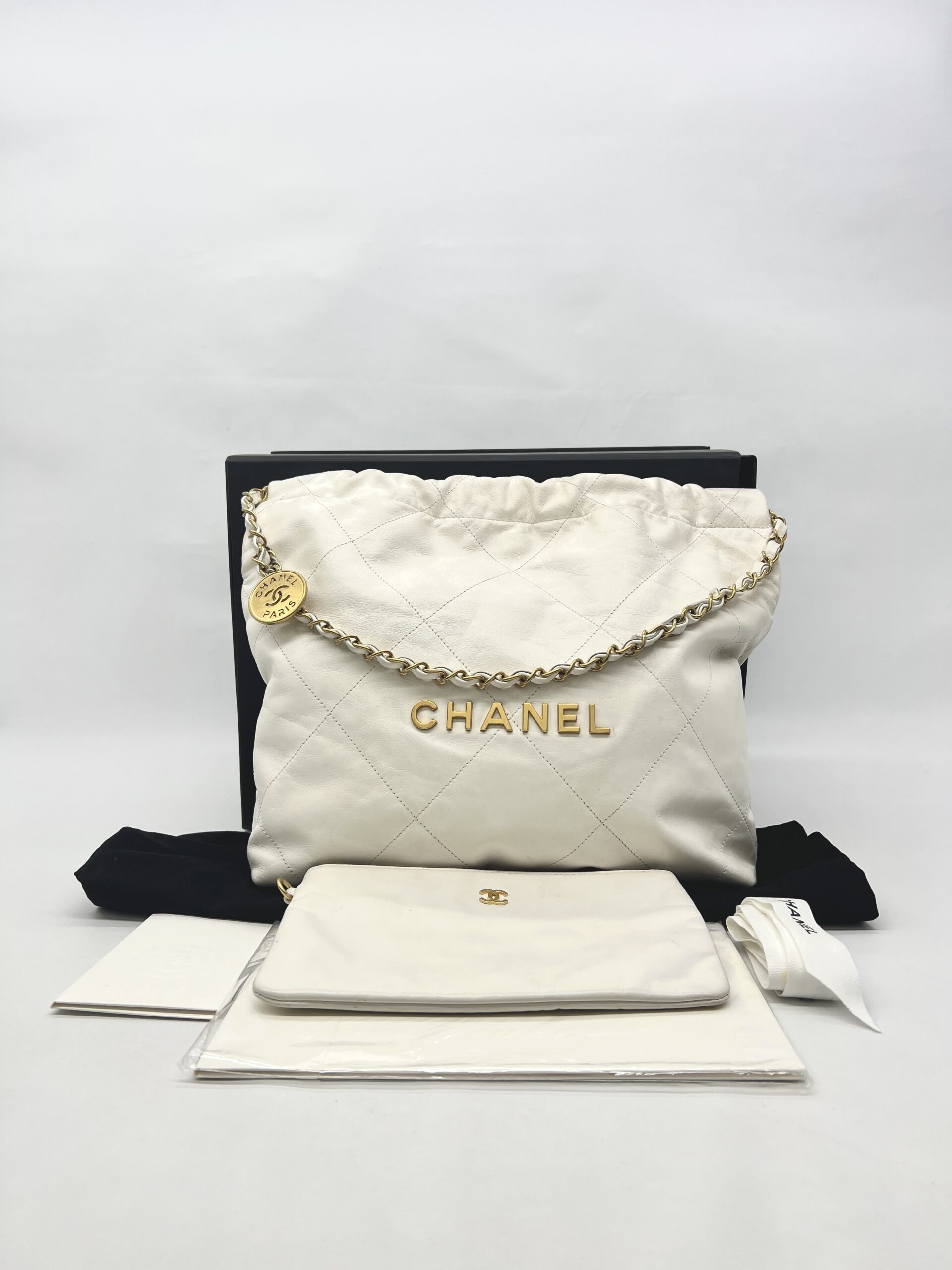 Chanel C22 Small Lambskin White GHW