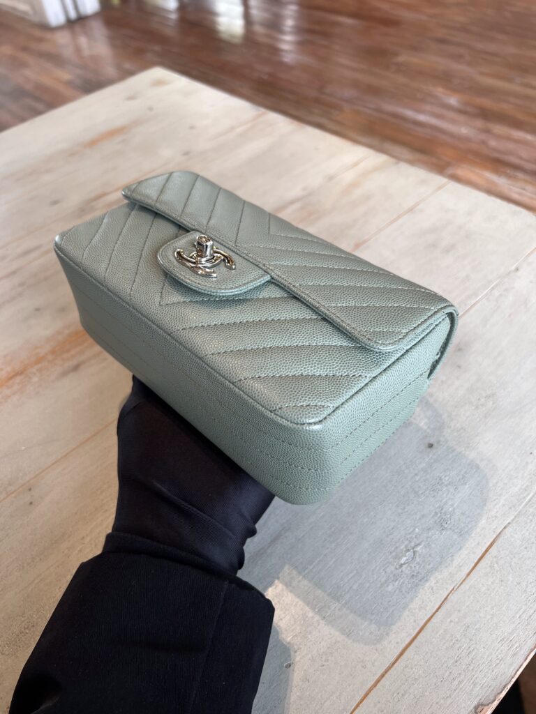 Chanel Mini Rectangel Chevron Green SHW