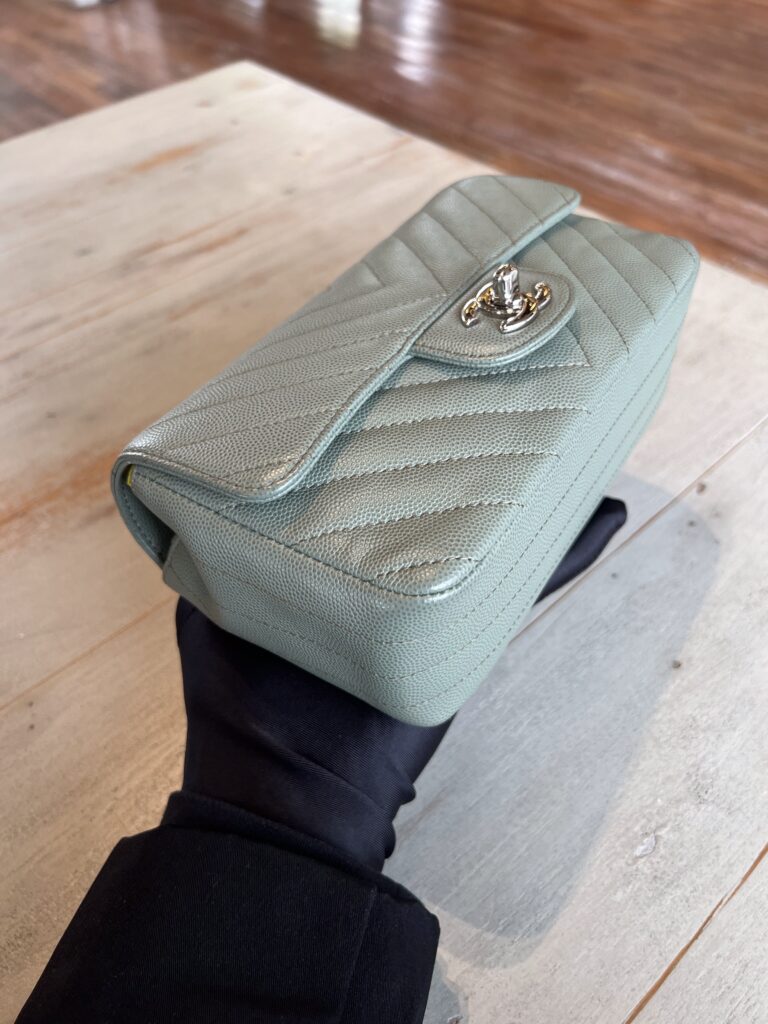 Chanel Mini Rectangel Chevron Green SHW