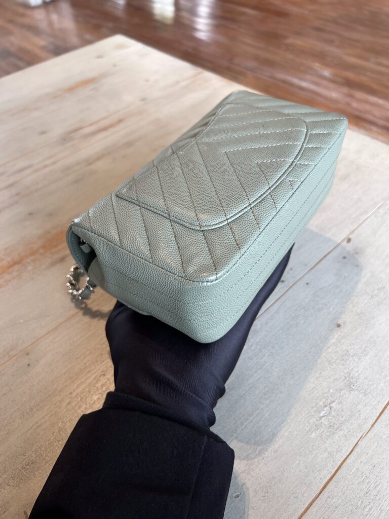 Chanel Mini Rectangel Chevron Green SHW