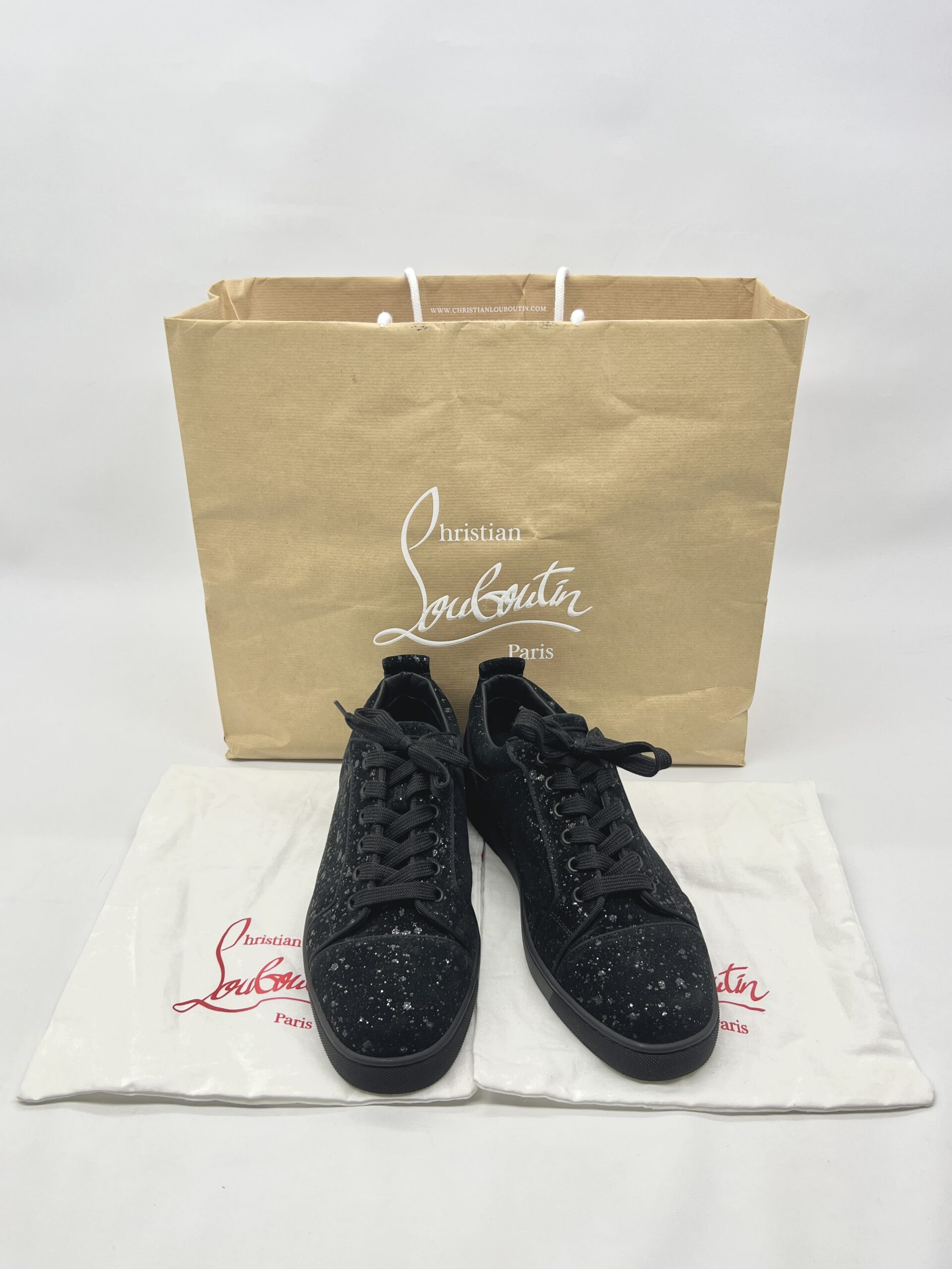 Christian Louboutin Louis Junior Suede Glitter Black