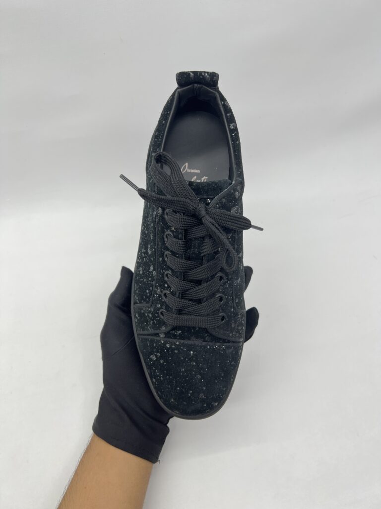 Christian Louboutin Louis Junior Suede Glitter Black