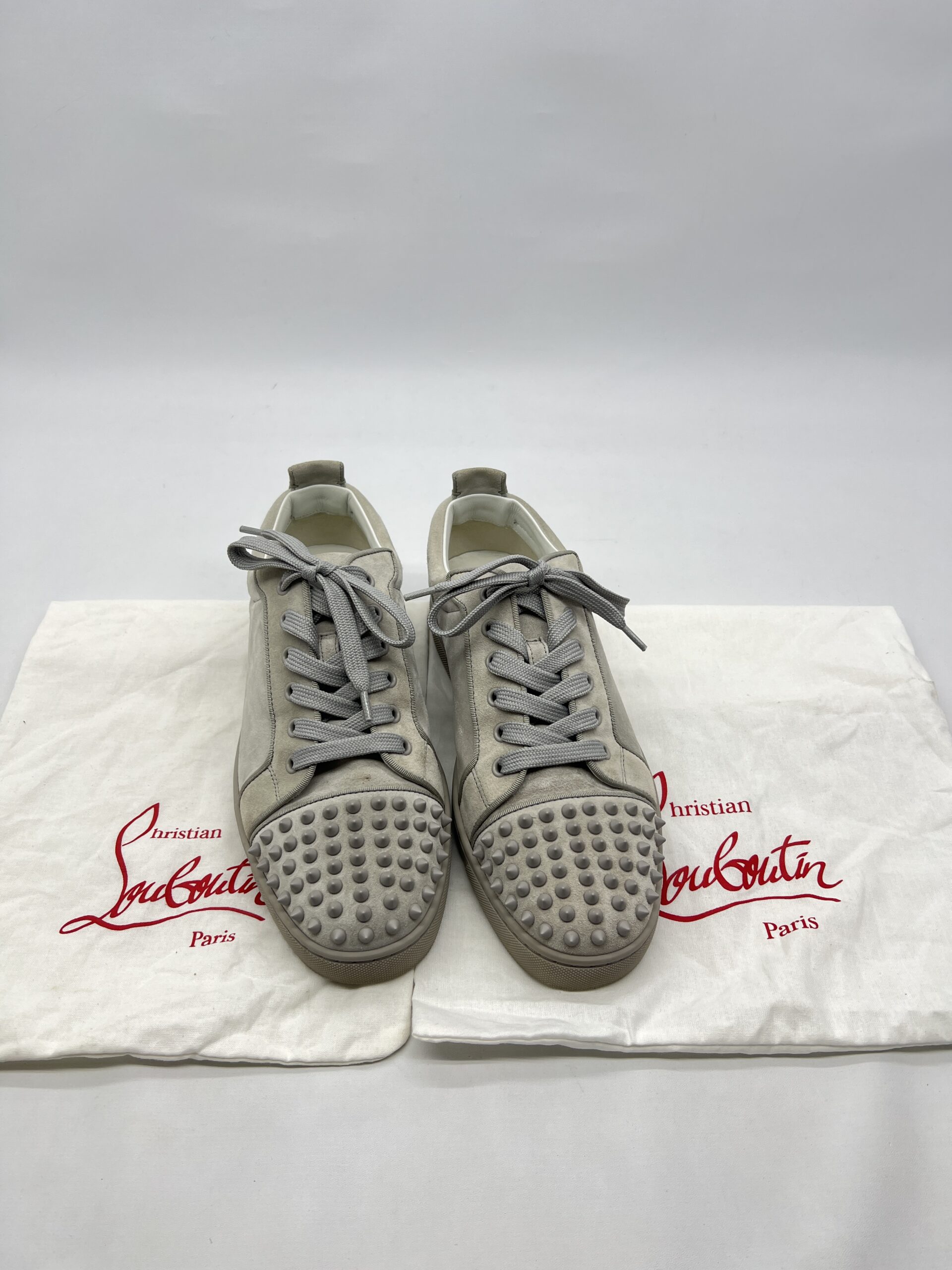 Christian Louboutin Louis Junior Spikes Suede Grey