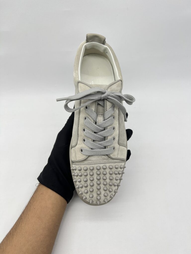 Christian Louboutin Louis Junior Spikes Suede Grey
