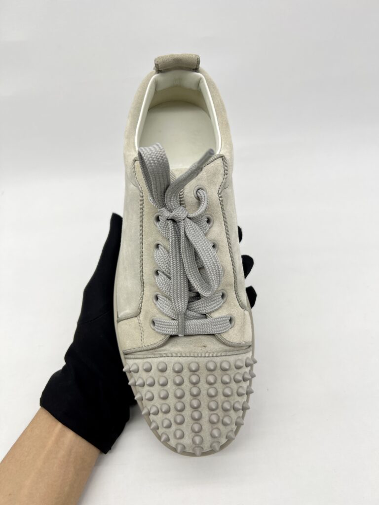 Christian Louboutin Louis Junior Spikes Suede Grey