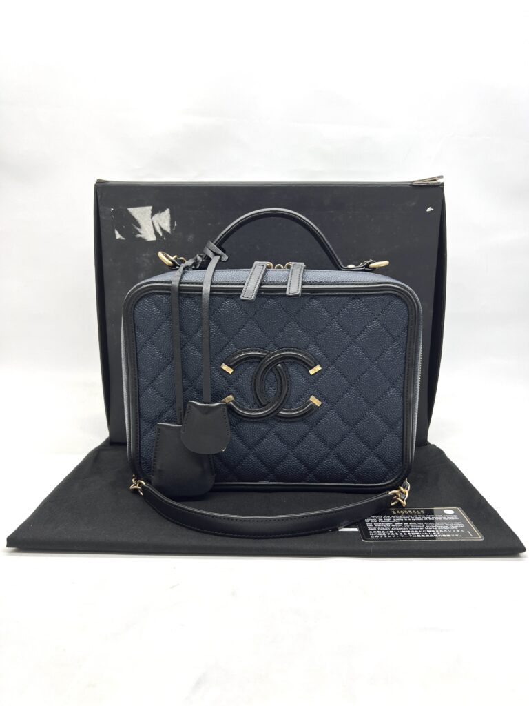 Chanel Filigree Vanity Caviar Navy Black GHW